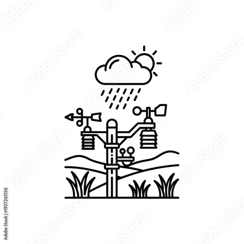 Weather station with rain gauge.