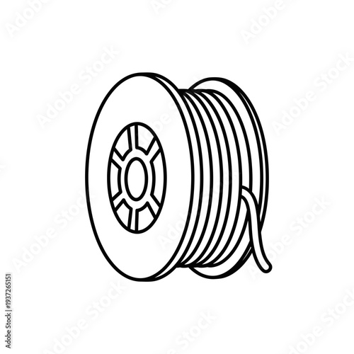 Wire on a spool tightly wound.