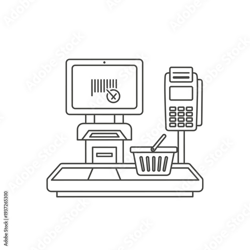 Checkout Counter with Card Reader.