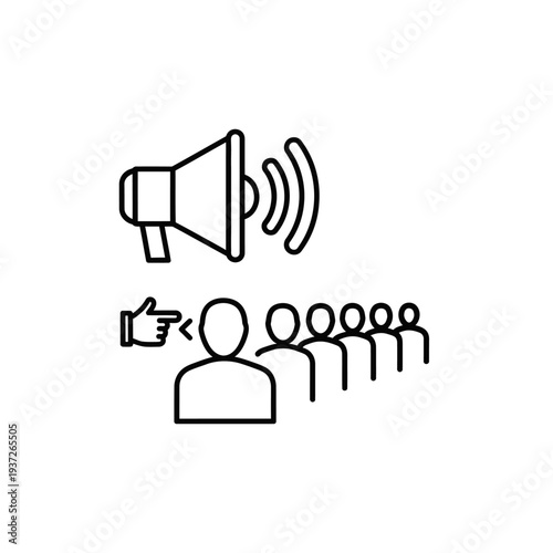 Megaphone speaker addressing a crowd.