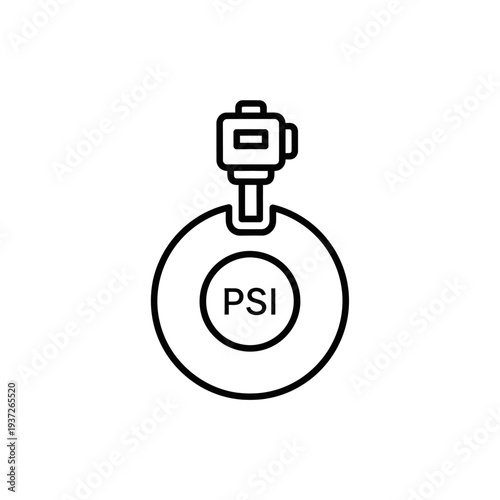Pressure gauge with PSI indicator dial.