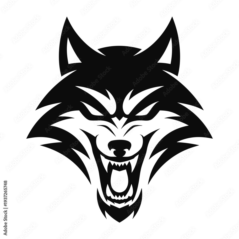 Fototapeta premium Angry wolf head vector illustration .