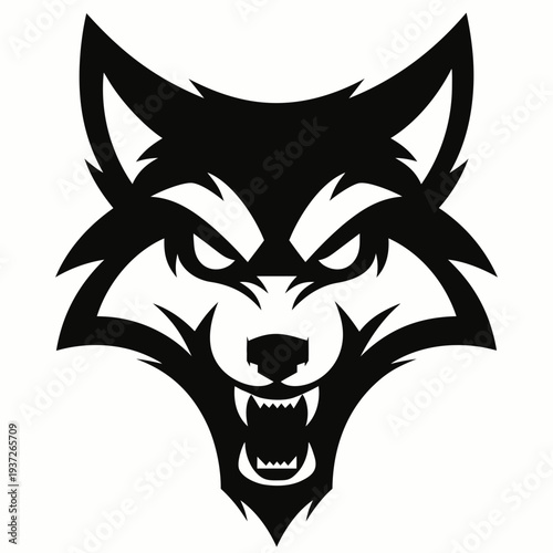 Angry wolf  head  vector illustration .