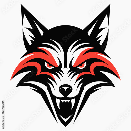 Angry wolf  head  vector illustration .