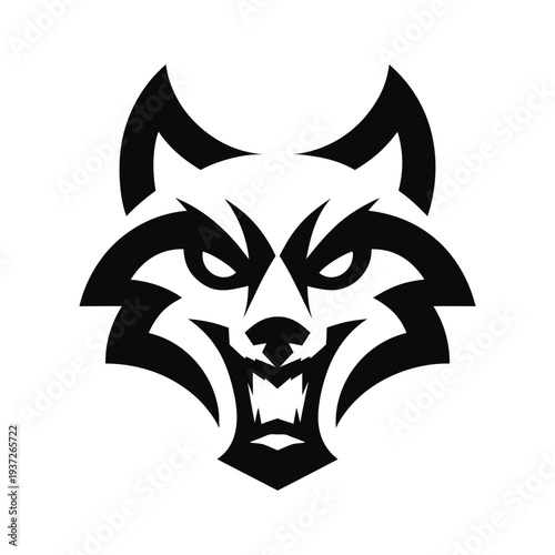Angry wolf  head  vector illustration .
