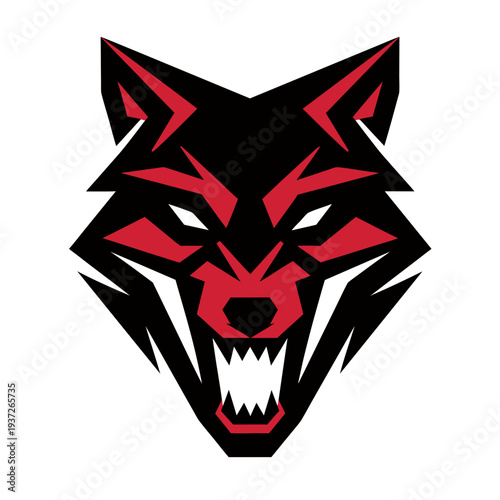 Angry wolf  head  vector illustration .