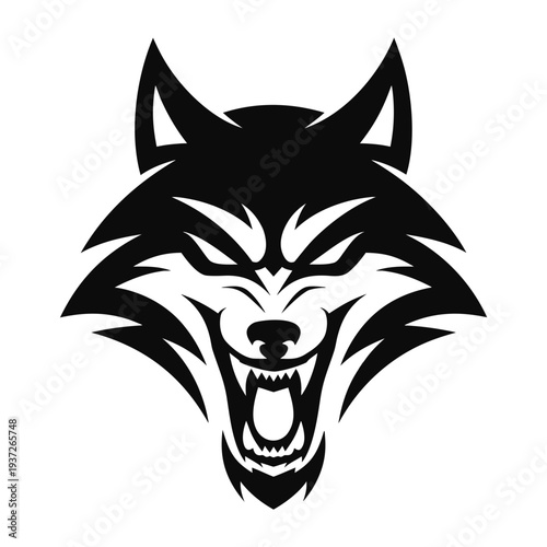 Angry wolf  head  vector illustration .