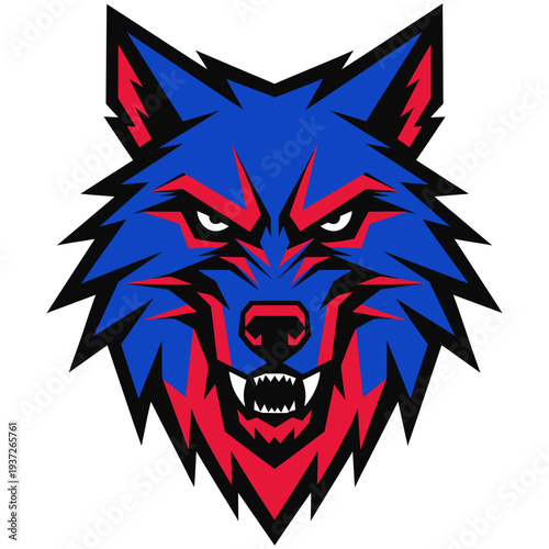 Angry wolf  head  vector illustration .