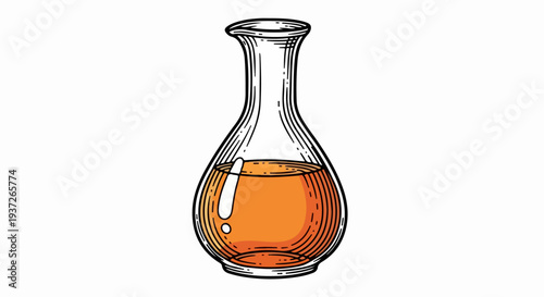 1 engraved decanter icon with orange liquid on light gray background