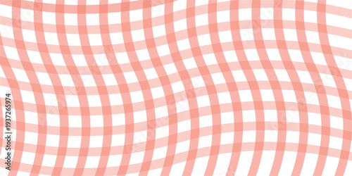 Abstract wavy peach and white checkered pattern background