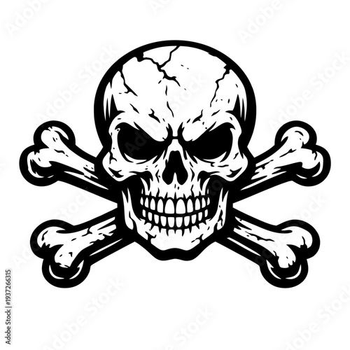 skull and crossbones illustration symbol danger hazard warning sign isolated on white background