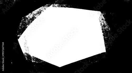 Distressed grunge border vector. Scratchy eroded edges and rough textures with cracks. Black brush strokes for punk posters, vintage frames and urban style layouts. Isolated design element for photos