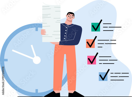 Office paperwork task. Work productivity color icon