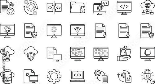 Technology and business concept icons set flat design vector illustration scalable graphic
