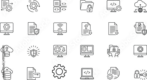Modern technology and business icons set flat design vector illustration scalable graphic art