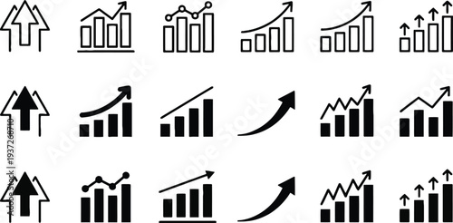 Real estate growth and property investment icons set flat design vector illustration scalable graphic