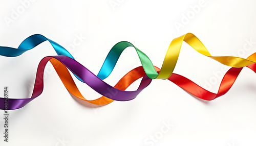 Dynamic colorful ribbons on a white background