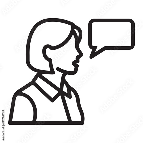 Silhouette of a person speaking with a thought or speech bubble above their head