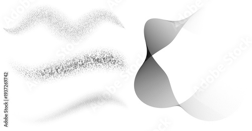 Abstract particle wave flows set digital data stream technology visualization elements