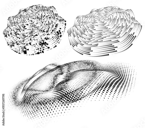 Abstract particle terrain surfaces parametric dot landscape data visualization elements