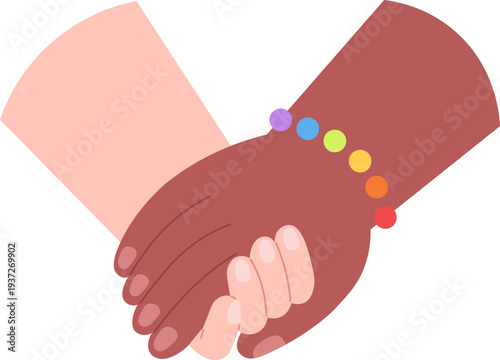 Lgbt hands color icon. Interracial love symbol