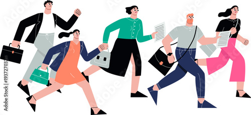 Running business people. Career job competition concept