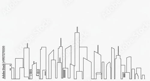 Abstract Line Art City Skyline Illustration Design.