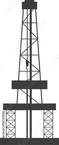 Oil derrick black silhouette. Fuel exploration tower