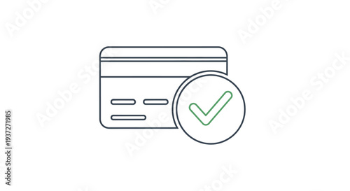 Credit card with check mark icon.