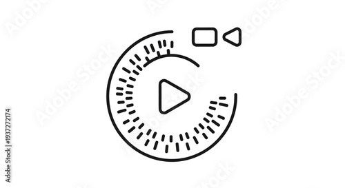 Play button icon with circular design.