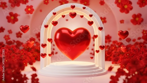 Valentine's day archway with giant red heart