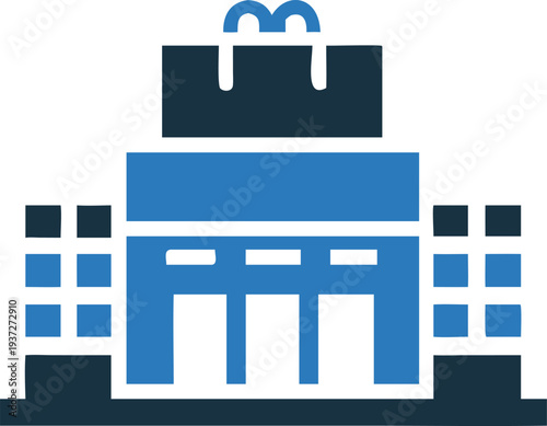 Clean Shopping Mall Vector Icon for Retail Business and Consumer Shopping Destinations