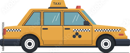 Yellow taxi cab vehicle illustration from a straight-on viewpoint