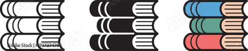 Stack of books icons representing library education literature and school study learning tools