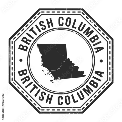 Vintage style stamp featuring the province of british columbia and its outline