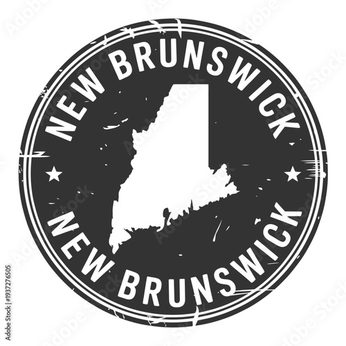 Vintage style circular stamp featuring the state of new brunswick canada