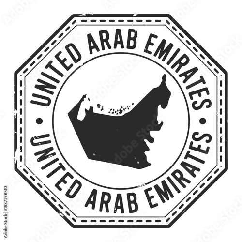 United arab emirates stamp with country silhouette inside a circular border