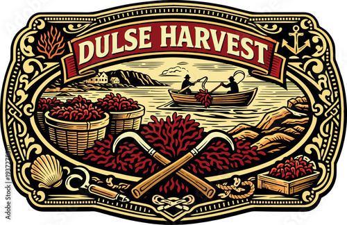 Dulse Harvest Coastal Seaweed Vintage Vector