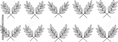 Laurel wreath leaf icons collection, victory award wreath symbols, decorative laurel branches badges vector set