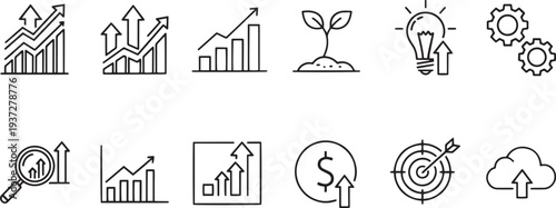 Professional Business Growth and Success Arrow Icon Vector Set
