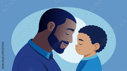 Father and child touching foreheads expressing love trust and emotional bond warm parenting and family connection illustration
