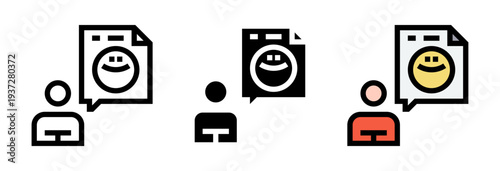Conjunto de iconos de retroalimentación positiva. Opinión favorable, comentario aprobado, satisfacción del cliente, evaluación positiva, experiencia satisfactoria. Ilustración vectorial