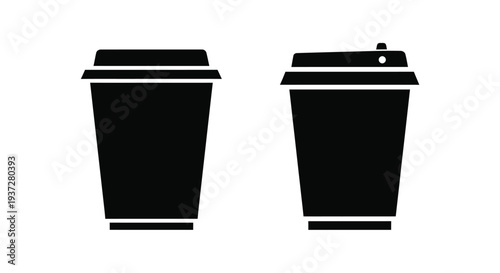 Two black coffee cups with lids a striking silhouette