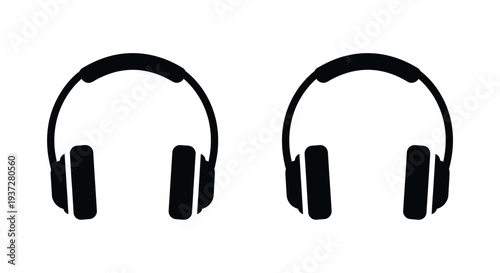Two pairs of black headphones displayed in a striking silhouette