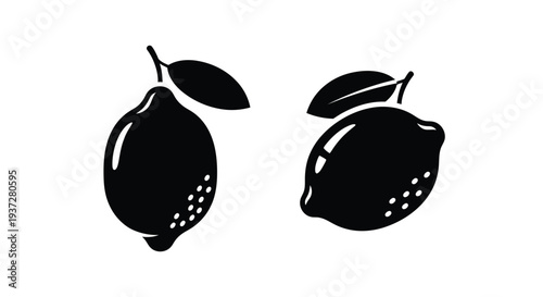 Two lemons displayed side by side in a striking black silhouette