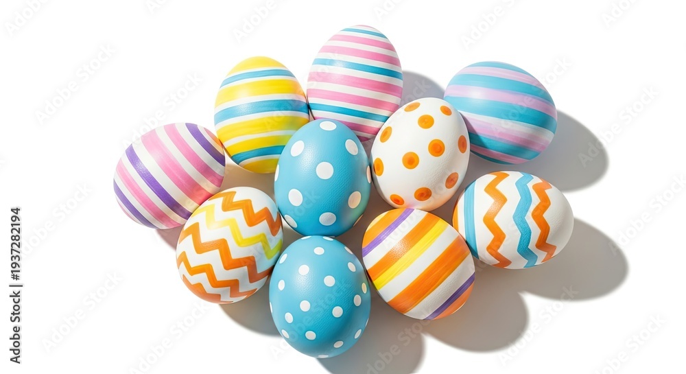 Fototapeta premium Easter eggs decorated for easter day with colorful patterns and designs