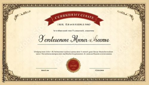 Ornate certificate with serif text, floral border, and central seal on a pale parchment textured background
