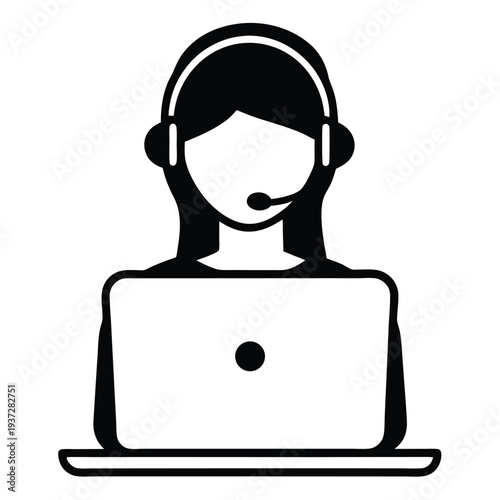 Professional Female Customer Service Representative Silhouette, Helping Clients with Support