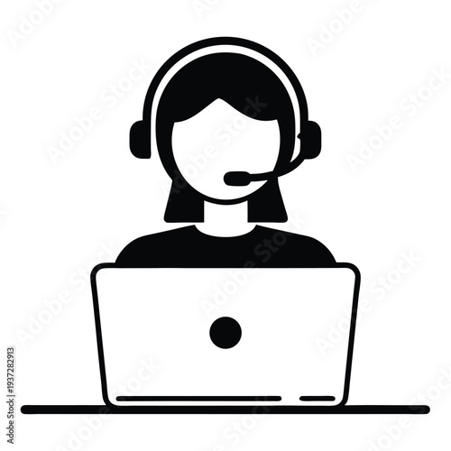 Professional Female Customer Service Representative Silhouette, Helping Clients with Support