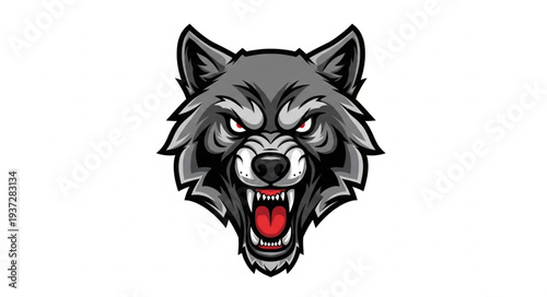 Aggressive Wolf Head Illustration Art.